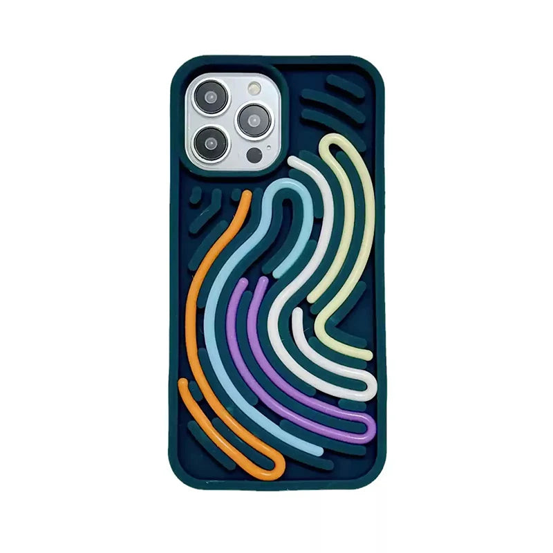 Stress-Relieving Maze iPhone Case – Interactive Fidget Cover with 5 Colorful Silicone Lines