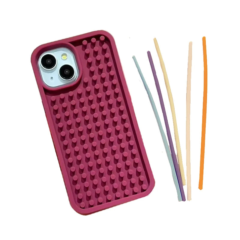 Stress-Relieving Maze iPhone Case – Interactive Fidget Cover with 5 Colorful Silicone Lines
