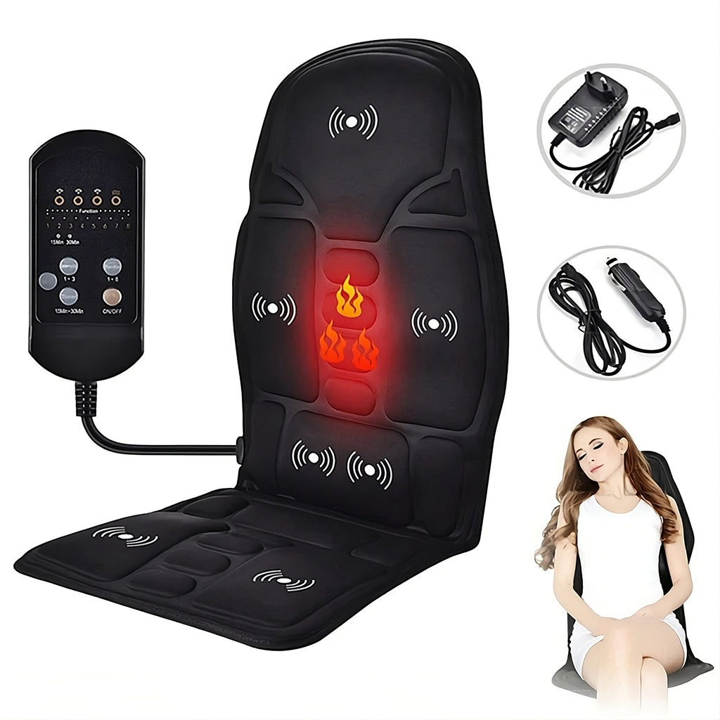Full-Body Heated Massage Cushion – 7-Motor Vibration with Heat for Car, Home & Office