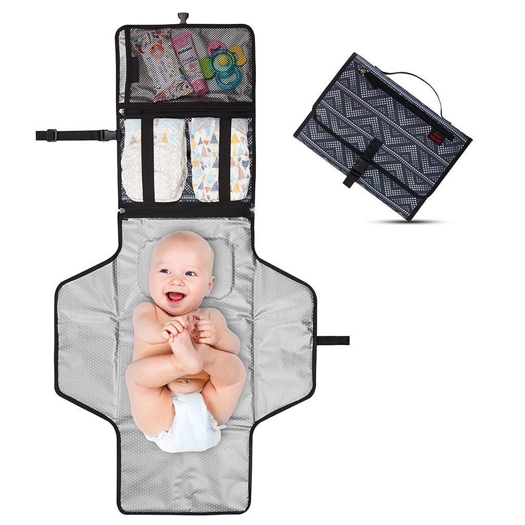 Compact Diaper Changing Kit – Portable Changing Pad with Wipes Case, Diaper Pocket & Stroller Strap