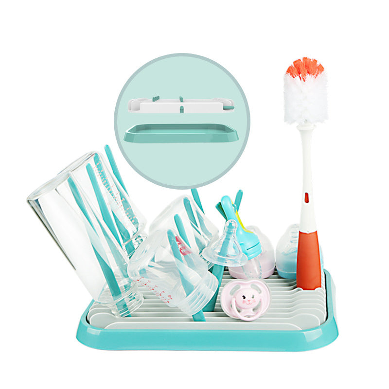 Baby Bottle Drying Rack & Organizer – Dishwasher Safe, Food-Grade Plastic with Drain Board, Cutlery Holder & Lid