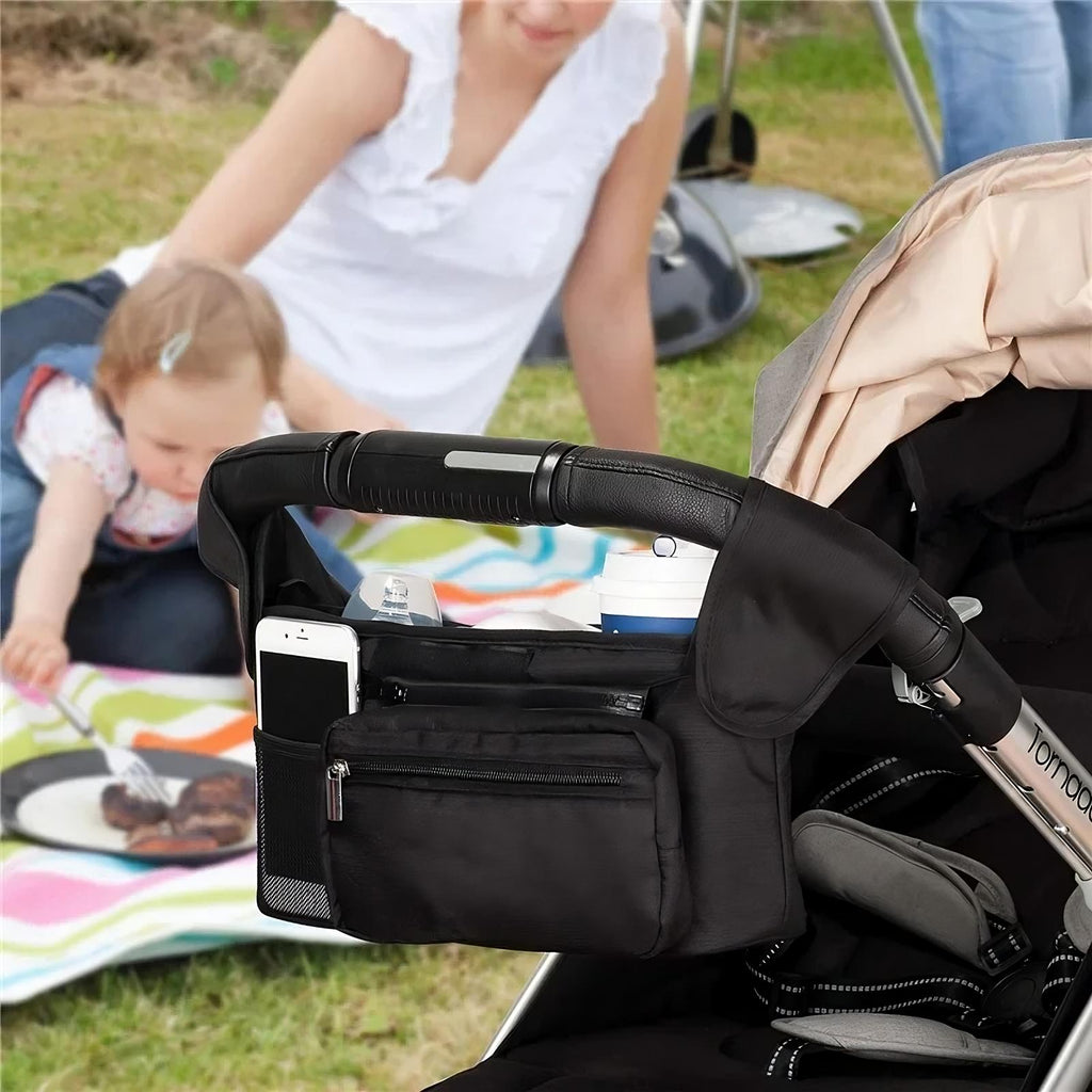 Universal Stroller Organizer – Insulated Cup Holders, Detachable Wristlet & Shoulder Bag for Joggers, Umbrellas & Pet Strollers