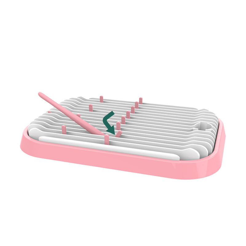 Baby Bottle Drying Rack & Organizer – Dishwasher Safe, Food-Grade Plastic with Drain Board, Cutlery Holder & Lid