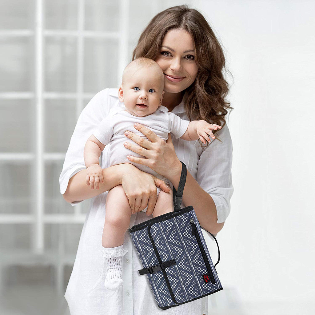 Compact Diaper Changing Kit – Portable Changing Pad with Wipes Case, Diaper Pocket & Stroller Strap