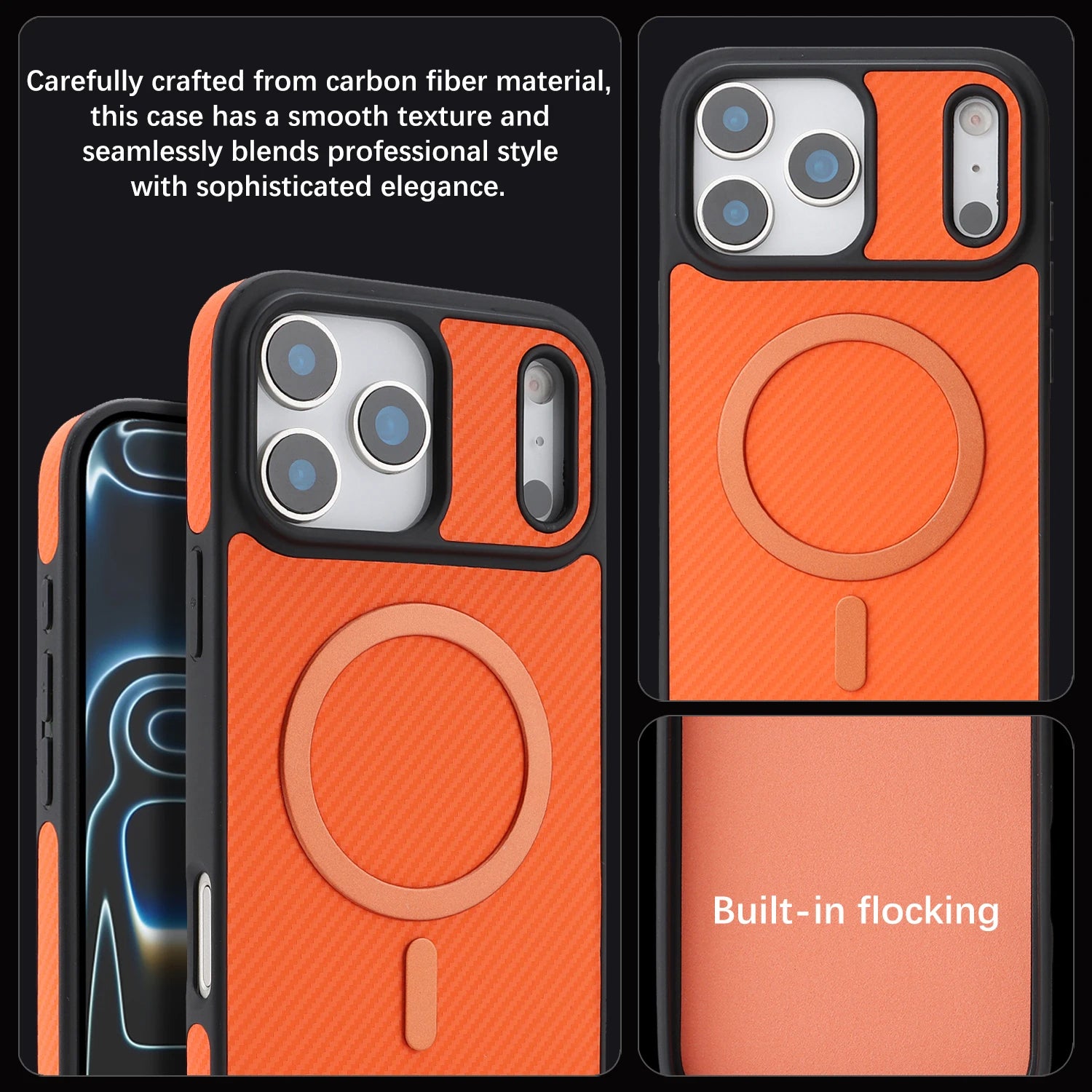 Carbon Fiber & Leather MagSafe iPhone Case – Slim Protective Cover