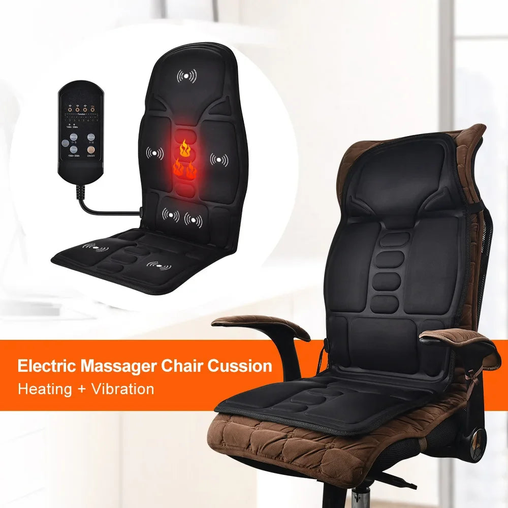 Full-Body Heated Massage Cushion – 7-Motor Vibration with Heat for Car, Home & Office