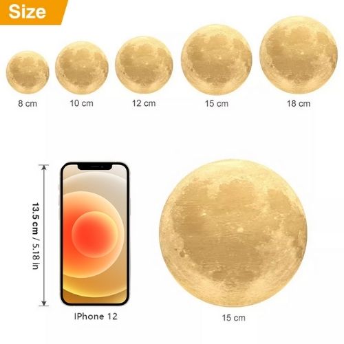 Full Moon Night Light — 16 Colors, Remote Control, 6 Sizes