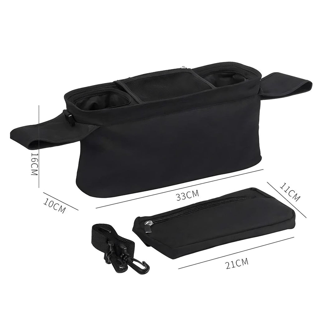 Universal Stroller Organizer – Insulated Cup Holders, Detachable Wristlet & Shoulder Bag for Joggers, Umbrellas & Pet Strollers