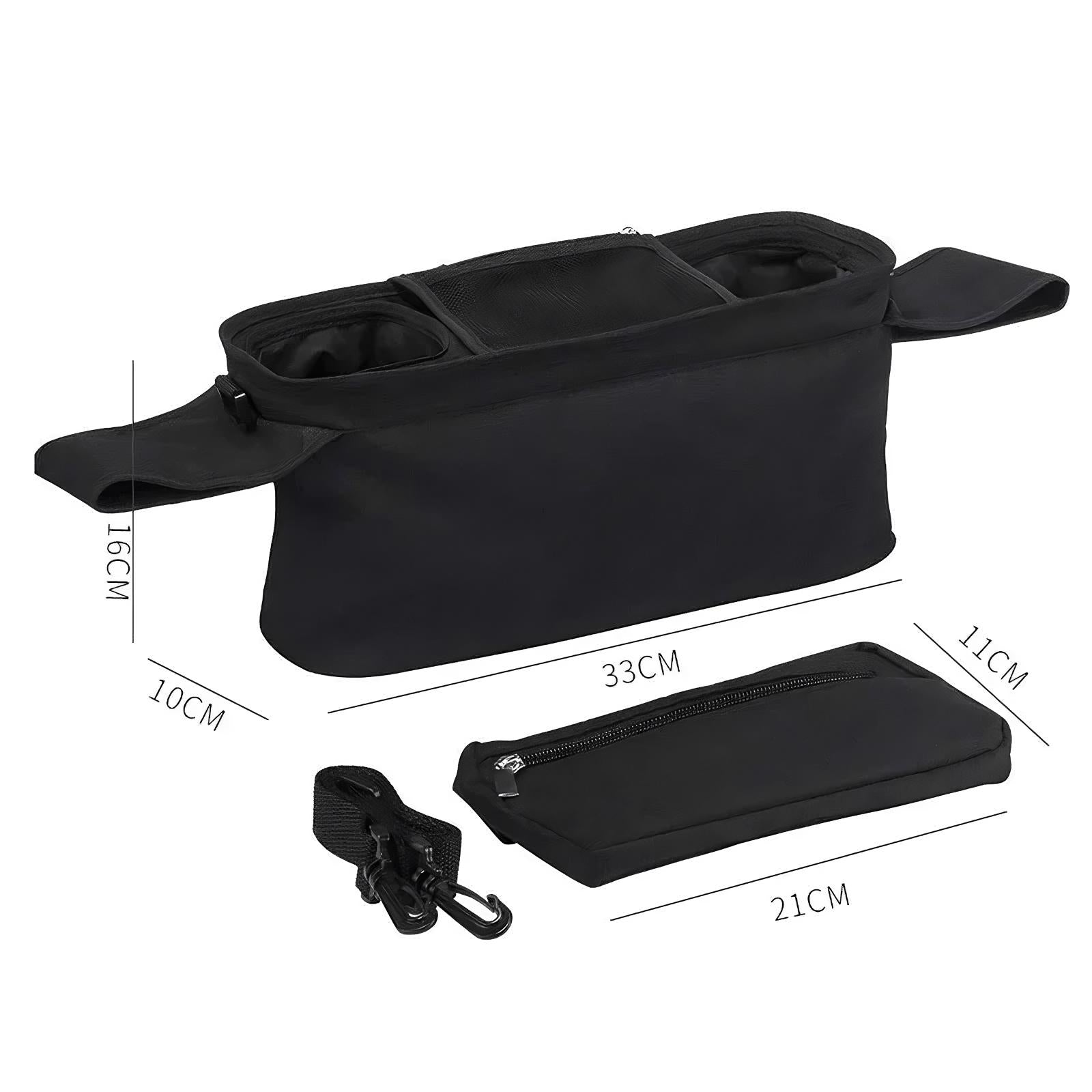 Universal Stroller Organizer – Insulated Cup Holders, Detachable Wristlet & Shoulder Bag for Joggers, Umbrellas & Pet Strollers