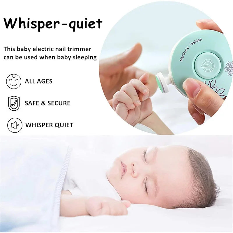 Electric Baby Nail Trimmer – Safe & Quiet Nail File for Newborns, Infants & Toddlers with 6 Grinding Heads
