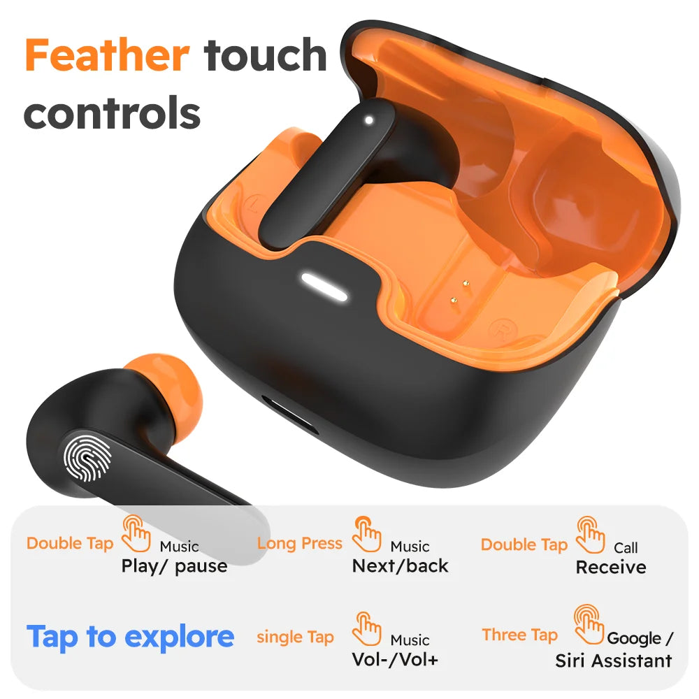 TWS Wireless Earphones – Bluetooth 5.4, ENC Noise Cancelling, 40H Battery & Low Latency Gaming