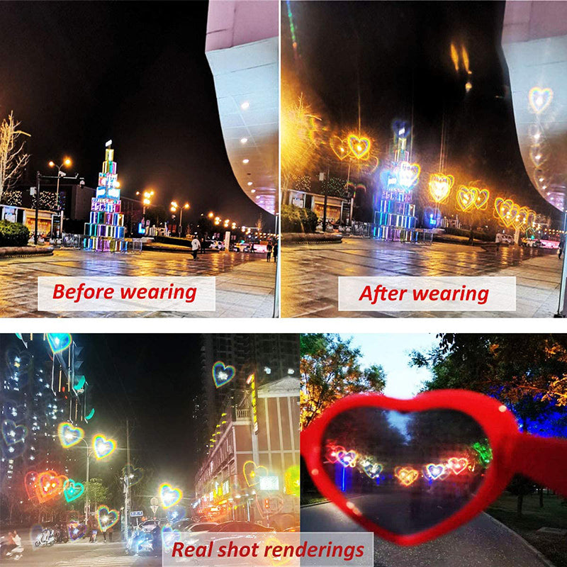 Heart-Shaped Diffraction Glasses – UV Protection Sunglasses for Festivals & Special Occasions (2-Pack)