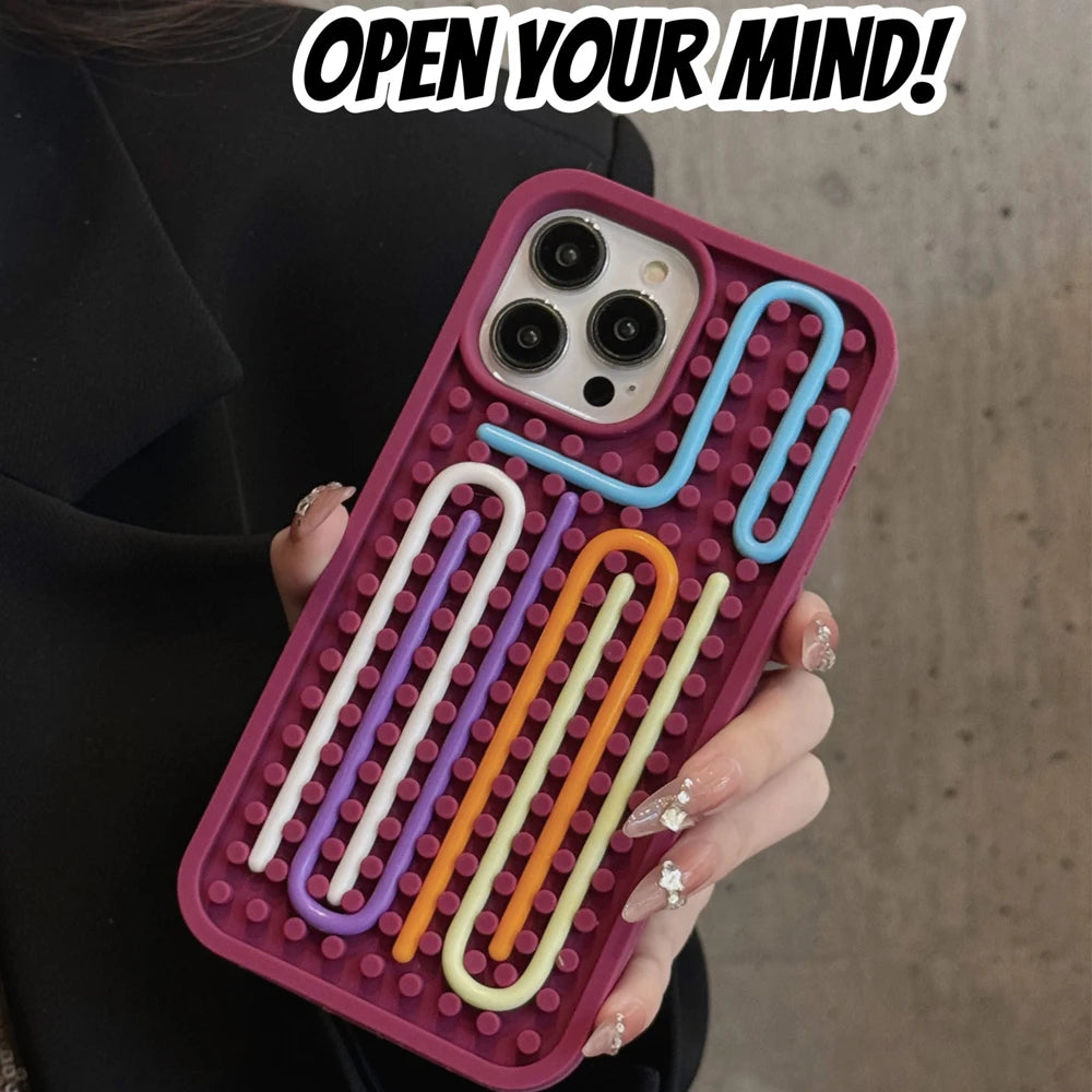 Stress-Relieving Maze iPhone Case – Interactive Fidget Cover with 5 Colorful Silicone Lines