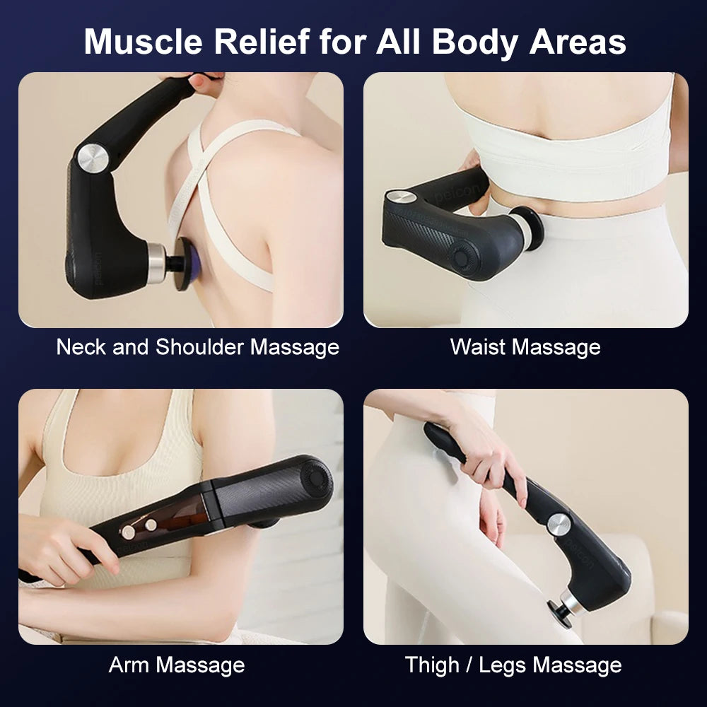 Percussion Massage Gun with Adjustable Extension Handle | 9 Speeds & 10 Heads