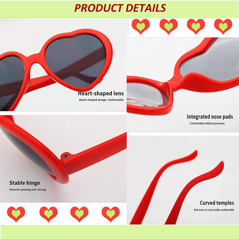 Heart-Shaped Diffraction Glasses – UV Protection Sunglasses for Festivals & Special Occasions (2-Pack)