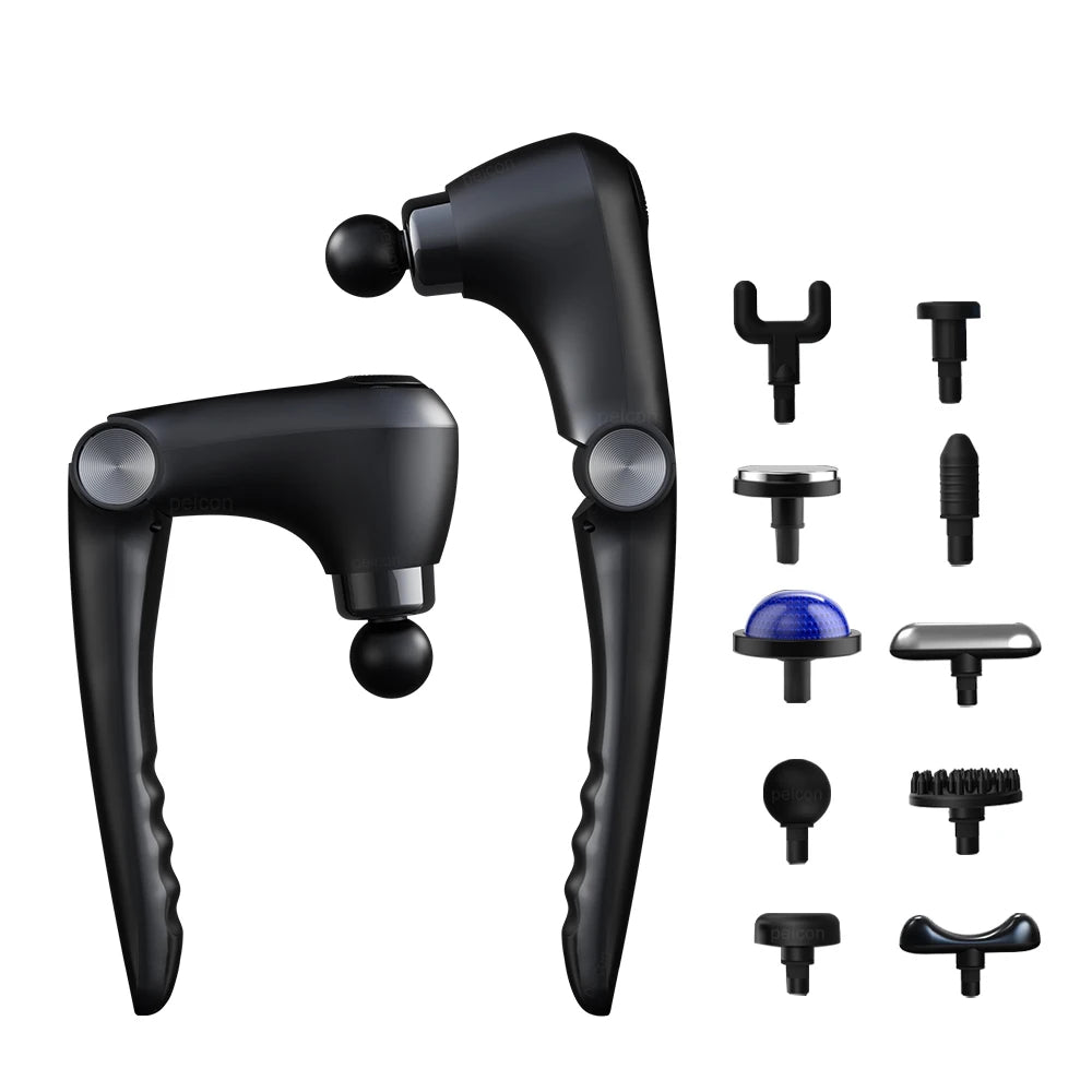 Percussion Massage Gun with Adjustable Extension Handle | 9 Speeds & 10 Heads