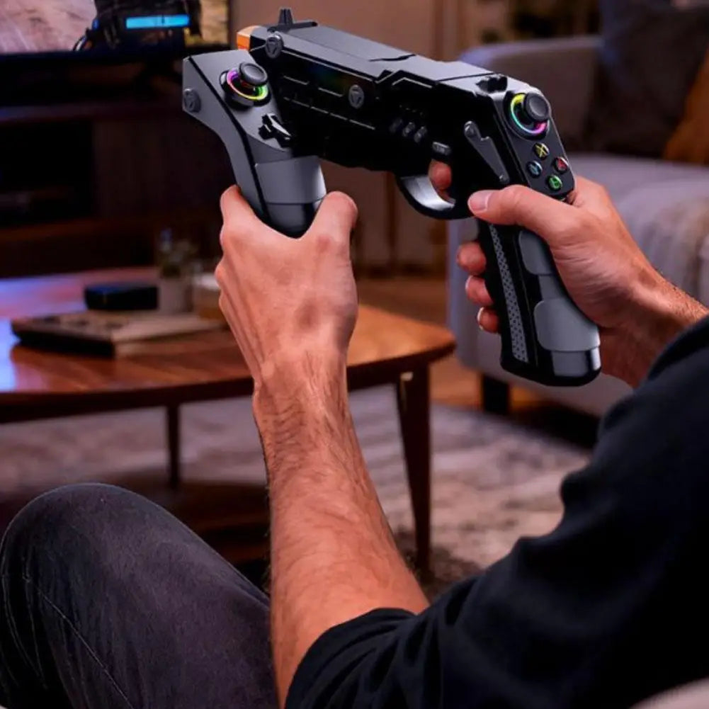 Wireless Bluetooth Gaming Gun Controller – Gyro Aiming, Vibration & Racing Wheel for Mobile, Switch & PC