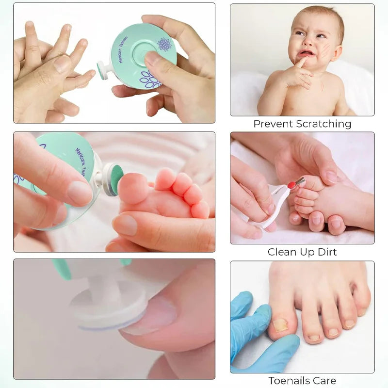 Electric Baby Nail Trimmer – Safe & Quiet Nail File for Newborns, Infants & Toddlers with 6 Grinding Heads