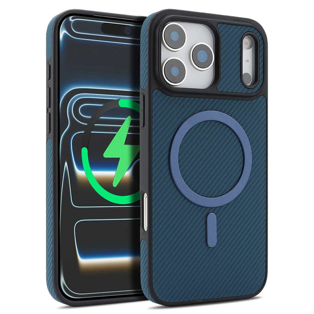 Carbon Fiber & Leather MagSafe iPhone Case – Slim Protective Cover