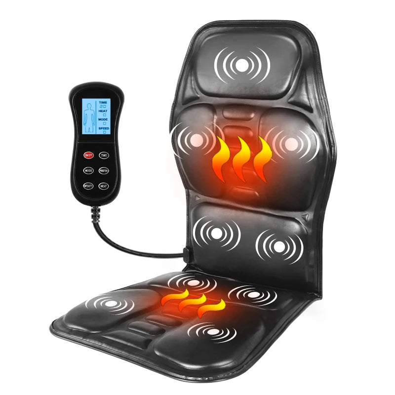 Heated Electric Massage Cushion – Vibrating Back & Lumbar Relief for Car, Home & Office