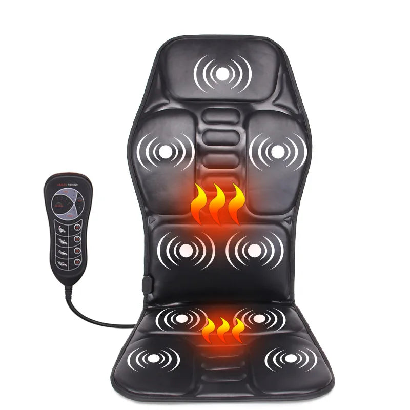 Heated Electric Massage Cushion – Vibrating Back & Lumbar Relief for Car, Home & Office