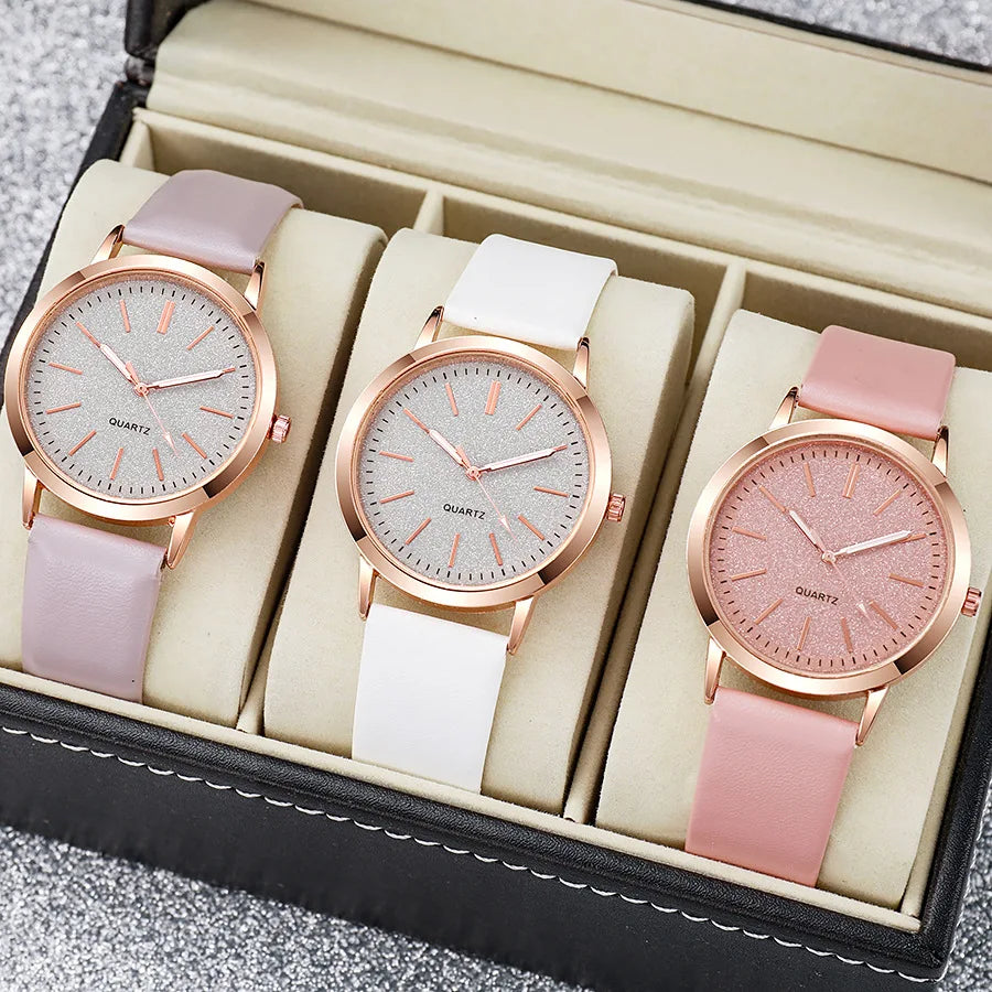 Women's Fashion Quartz Watch – 38mm Numberless Dial, Leather Band