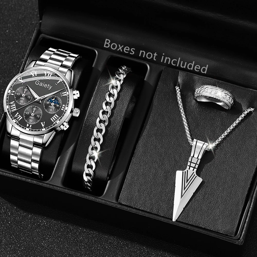 GAIETY Fashion Quartz Watch – 41mm Numberless Dial, Alloy Bracelet, Calendar