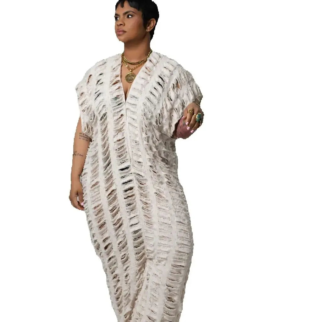 EYH_KAFTAN Women's African Dashiki Kaftan Dress – Cotton Denim, One Size Beach Maxi