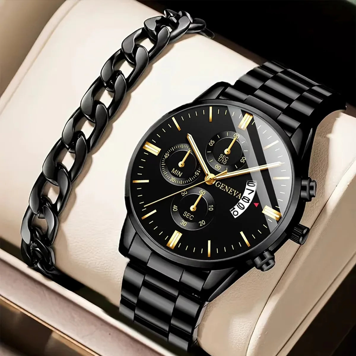 GAIETY Fashion Quartz Watch – 41mm Numberless Dial, Alloy Bracelet, Calendar