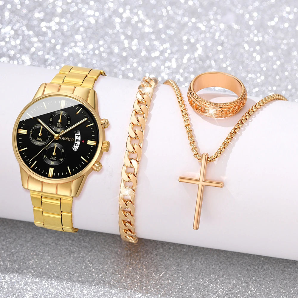 GAIETY Fashion Quartz Watch – 41mm Numberless Dial, Alloy Bracelet, Calendar
