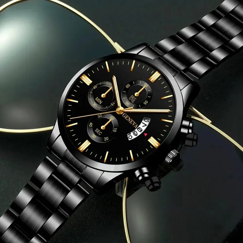 GAIETY Fashion Quartz Watch – 41mm Numberless Dial, Alloy Bracelet, Calendar