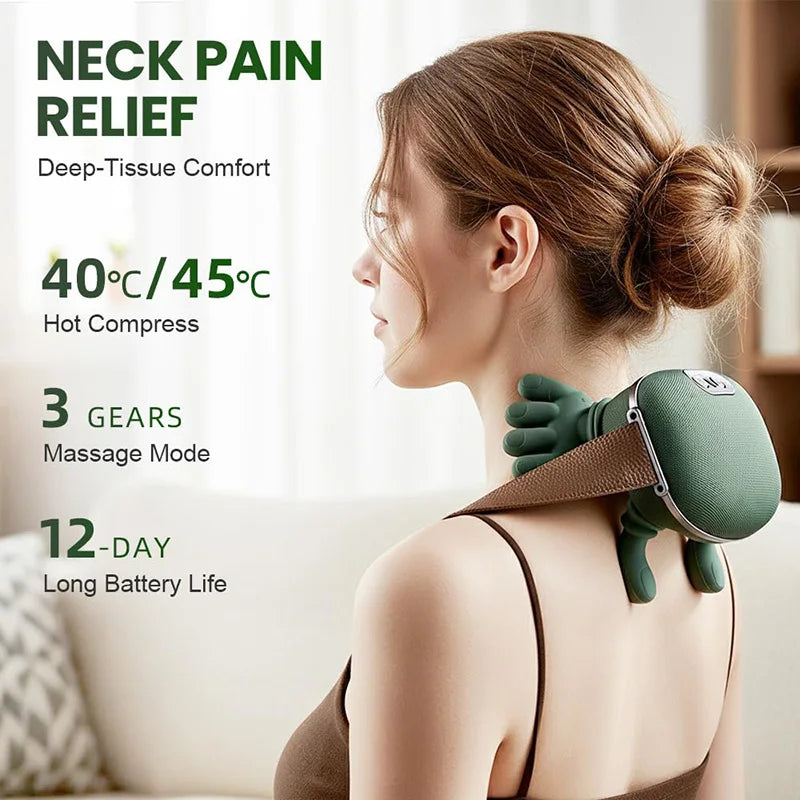 4D Kneading Neck & Shoulder Massager Shawl – Wireless, Hands-Free Relief with Brushless Motor