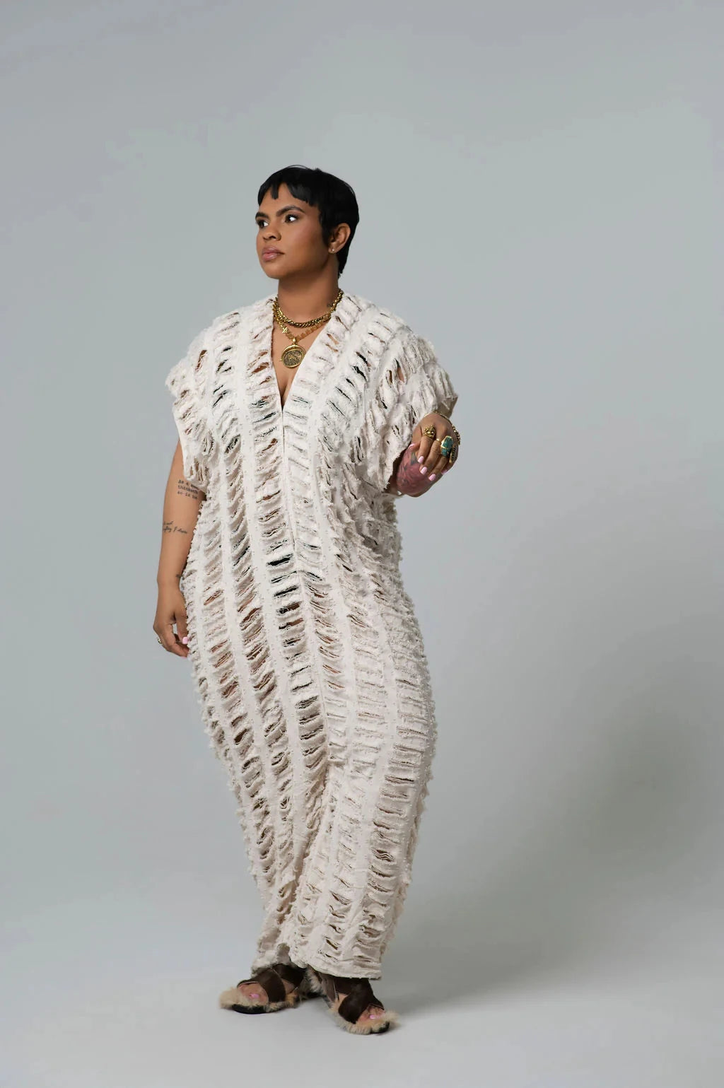EYH_KAFTAN Women's African Dashiki Kaftan Dress – Cotton Denim, One Size Beach Maxi