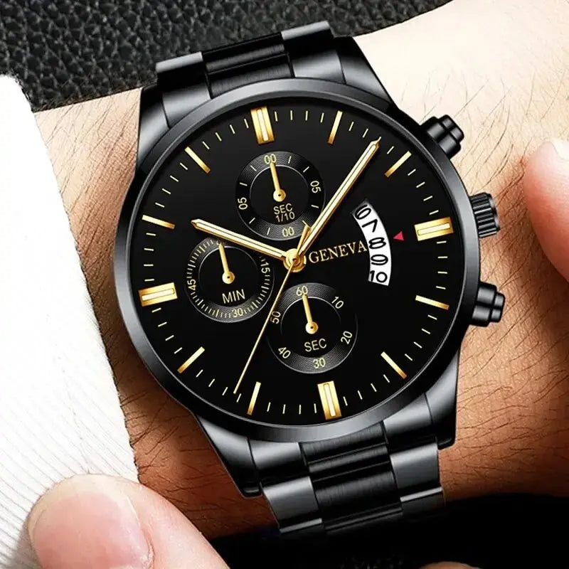 GAIETY Fashion Quartz Watch – 41mm Numberless Dial, Alloy Bracelet, Calendar