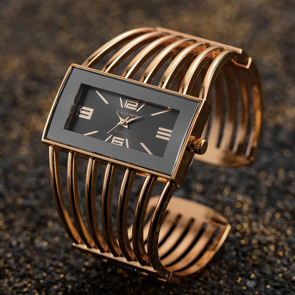 JBAILI Women's Luxury Bangle Bracelet Watch – Rectangle Dial, Stainless Steel