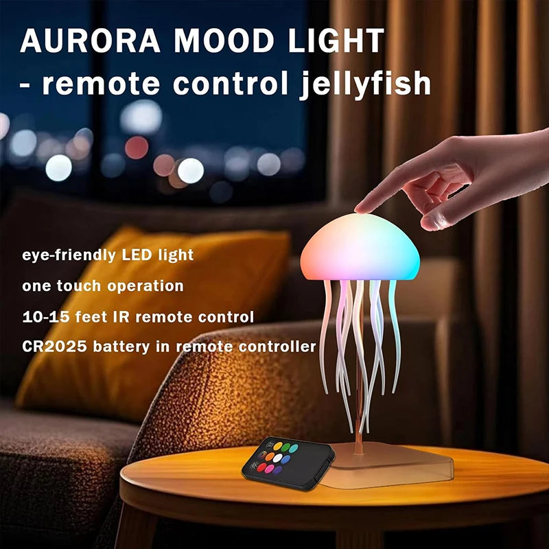 Remote Control LED Jellyfish Lamp – 9 Tentacles, Color-Gradient Glow, 2 Modes & Ultra-Long Battery