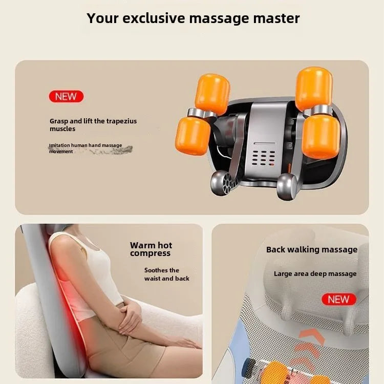 Shiatsu Heated Massage Seat Cushion – Kneading Back, Waist & Hip Relief with 5 Vibration Modes