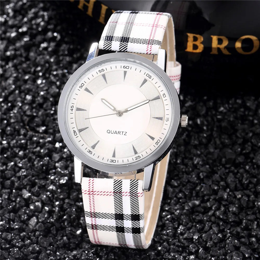 JBAILI Women's Fashion Quartz Watch – Luxury Metal Dial, Leather Band