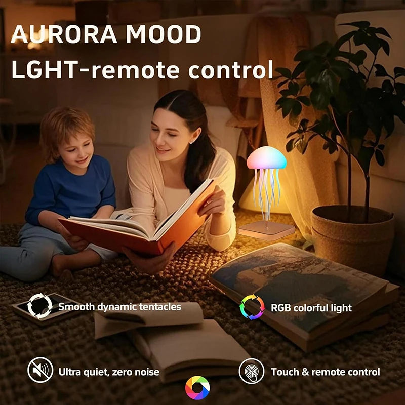 Remote Control LED Jellyfish Lamp – 9 Tentacles, Color-Gradient Glow, 2 Modes & Ultra-Long Battery