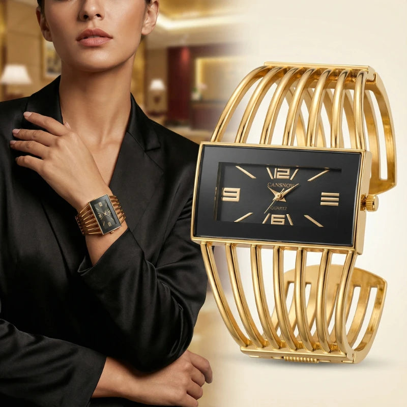 JBAILI Women's Luxury Bangle Bracelet Watch – Rectangle Dial, Stainless Steel