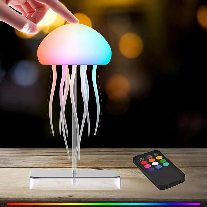 Remote Control LED Jellyfish Lamp – 9 Tentacles, Color-Gradient Glow, 2 Modes & Ultra-Long Battery