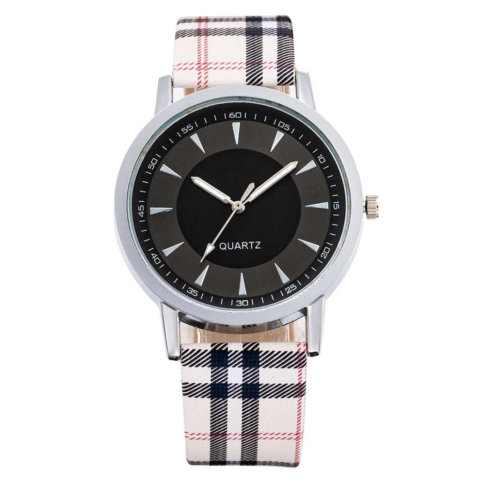 JBAILI Women's Fashion Quartz Watch – Luxury Metal Dial, Leather Band