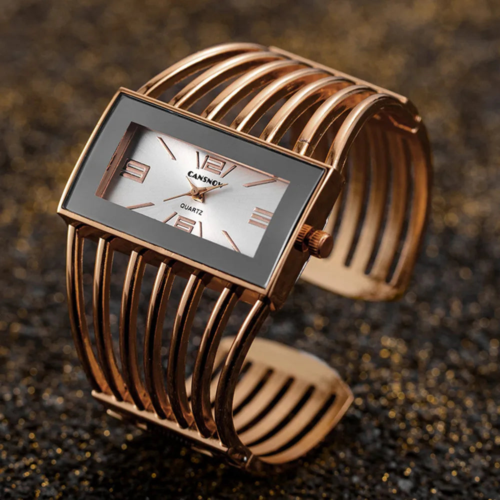 JBAILI Women's Luxury Bangle Bracelet Watch – Rectangle Dial, Stainless Steel