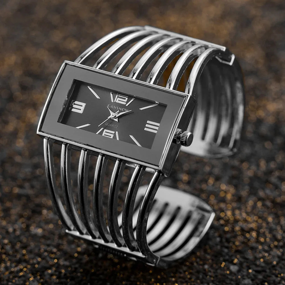 JBAILI Women's Luxury Bangle Bracelet Watch – Rectangle Dial, Stainless Steel