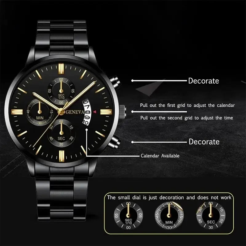 GAIETY Fashion Quartz Watch – 41mm Numberless Dial, Alloy Bracelet, Calendar