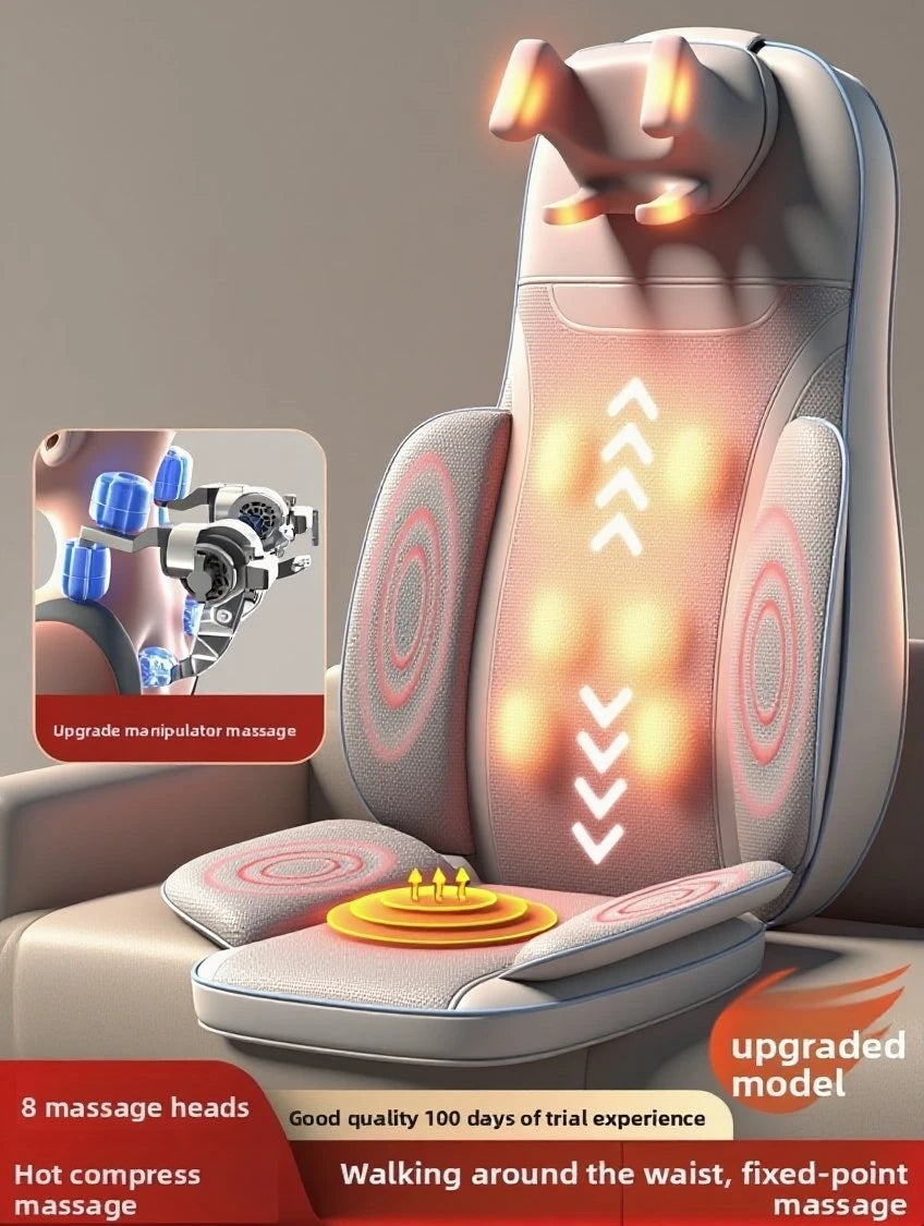 Shiatsu Heated Massage Seat Cushion – Kneading Back, Waist & Hip Relief with 5 Vibration Modes
