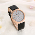 Women's Fashion Quartz Watch – 38mm Numberless Dial, Leather Band