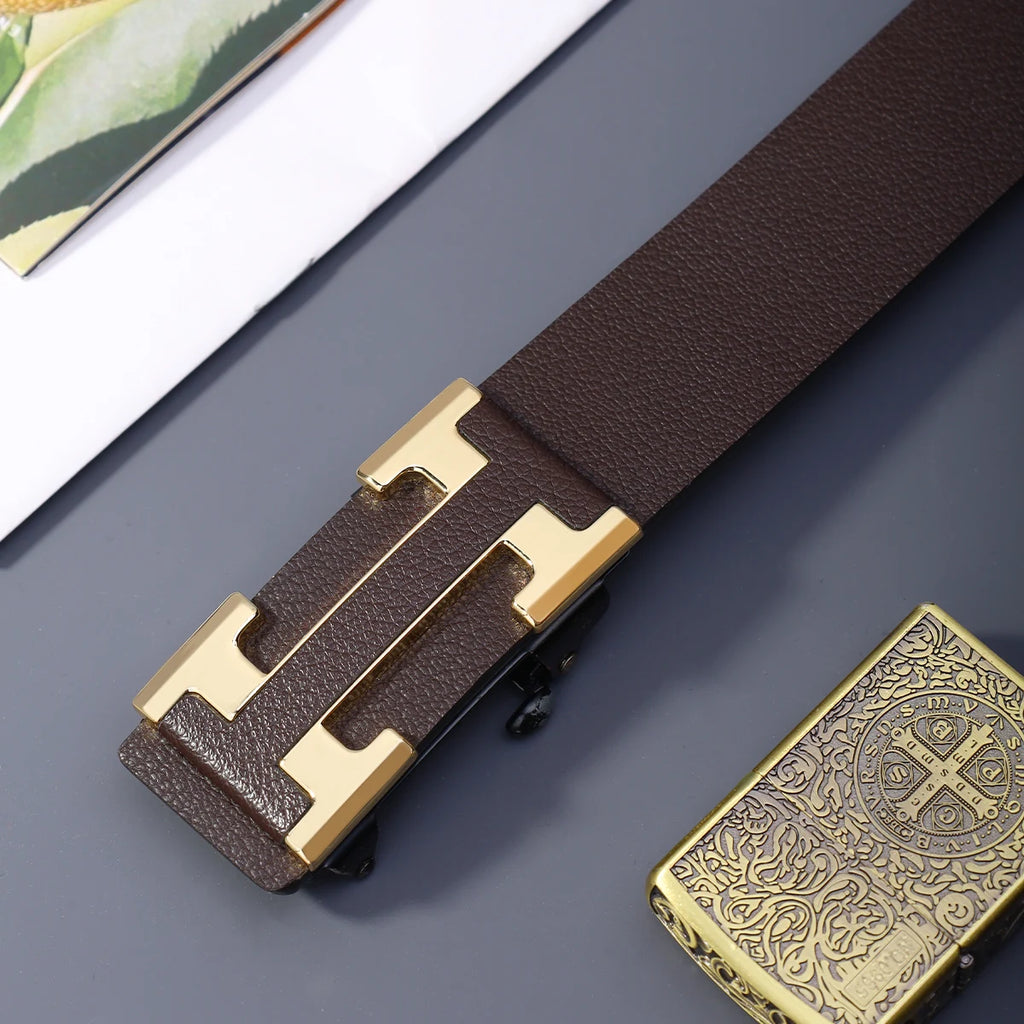Men's Fashion Letter Pattern PU Belt – 3.4" Width