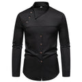 JUSTBREAKIT Men's Casual Long Sleeve Shirt – Single Breasted, Stretch Polyester