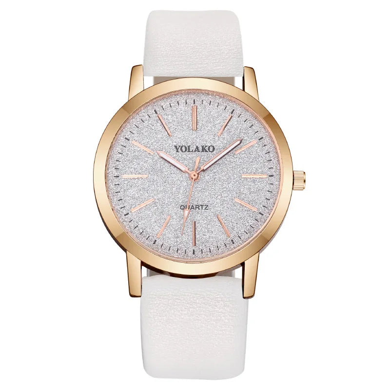 Women's Fashion Quartz Watch – 38mm Numberless Dial, Leather Band